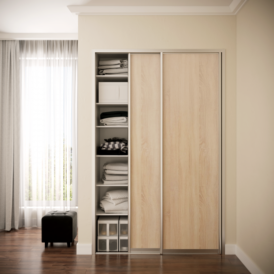 Дверь-купе SPACEO 2555x904 мм высота проема 2600 мм ЛДСП цвет дуб сонома/матовое серебро широкий профиль