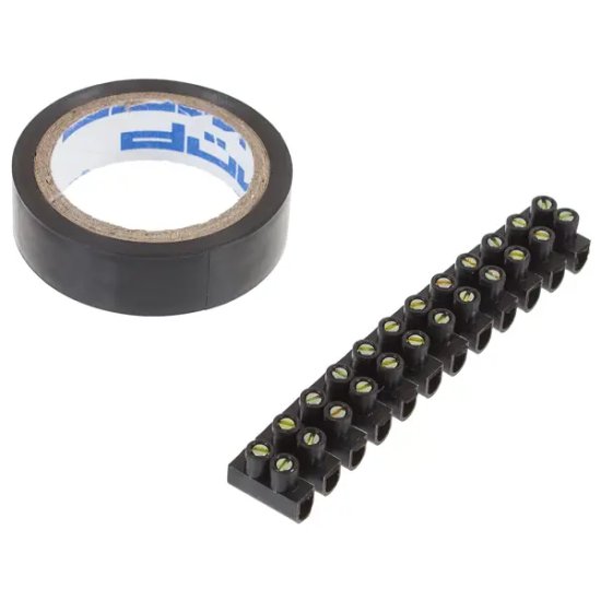 Набор электромонтажный: индикаторная отвёртка, клеммная колодка, изолента