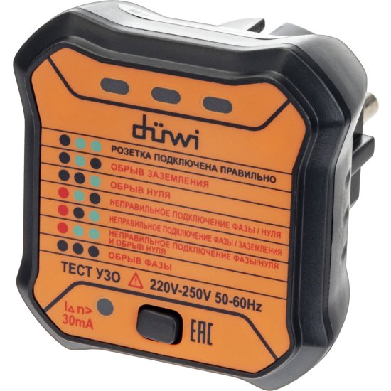 Тестер розеток и УЗО M6860 DIY, duwi