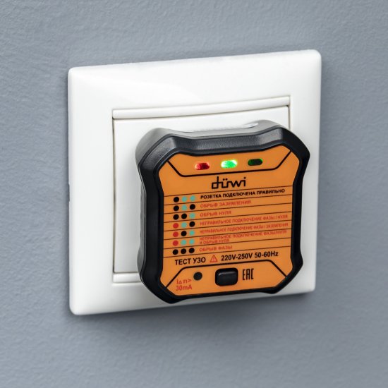 Тестер розеток и УЗО M6860 DIY, duwi
