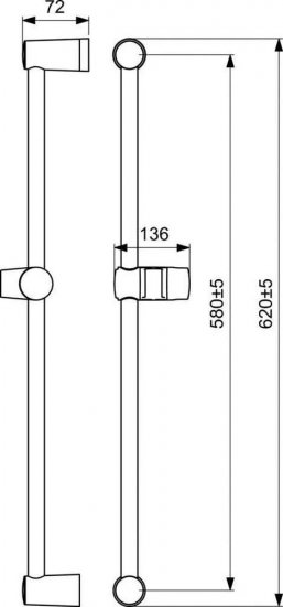 Штанга для ванной комнаты 60 см