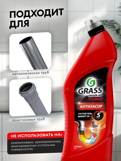 Средство для прочистки труб Grass универсальное 0.75 л