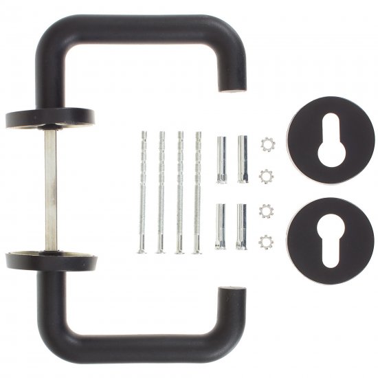 Ручки дверные на розетке DH-0219 огнеупорные цвет чёрный