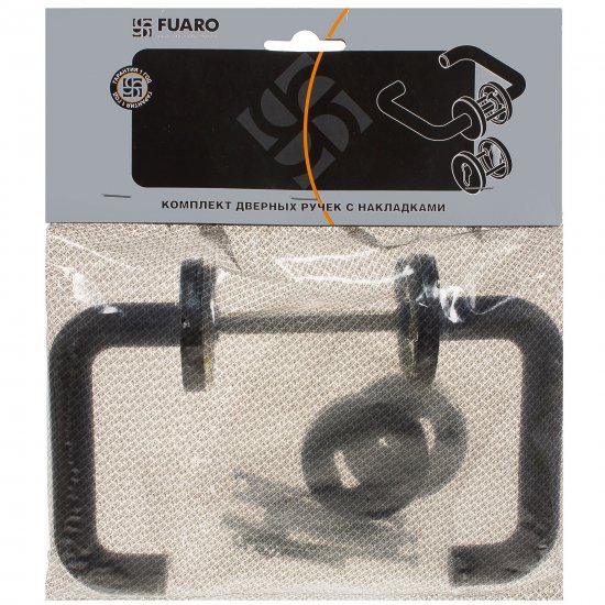 Ручки дверные на розетке DH-0219 огнеупорные цвет чёрный