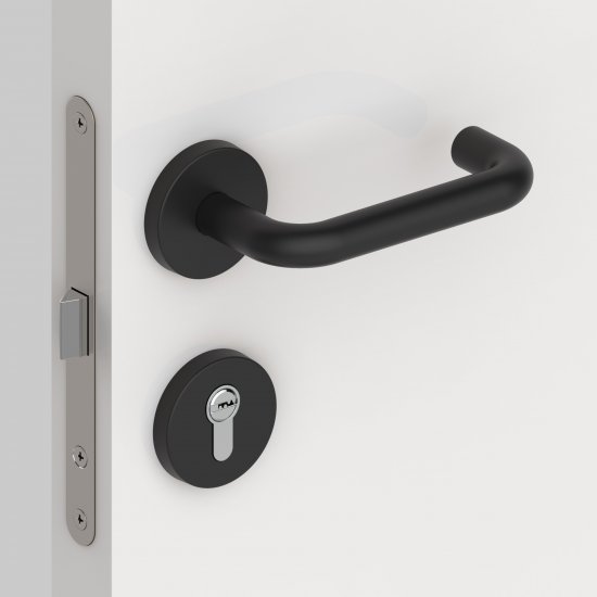 Ручки дверные на розетке DH-0219 огнеупорные цвет чёрный