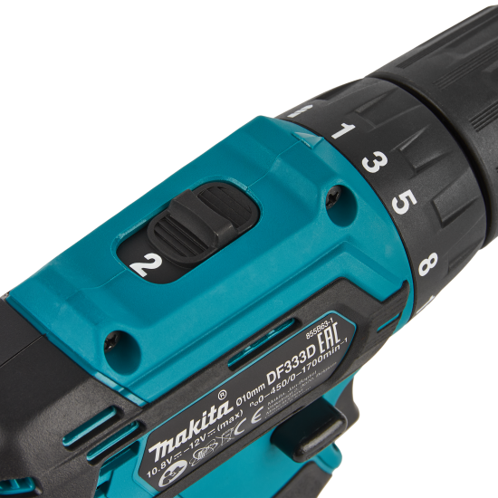 Дрель-шуруповерт аккумуляторная Makita DF333DWAE, 12 В Li-ion, 2x2 Ач