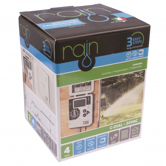 Таймер электрический программируемый RAIN, С-DIAL 4-зонный, 24В