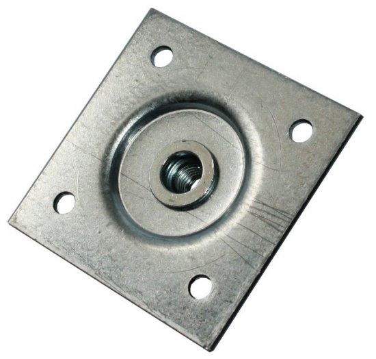 Пластина опорная 60x60x2 мм, гайка M8, оцинкованная сталь