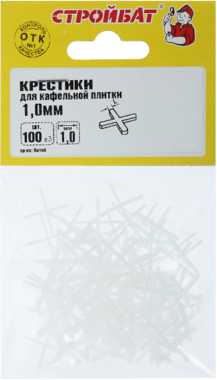 Крестики для кафельной плитки Стройбат 1 мм 100 шт.