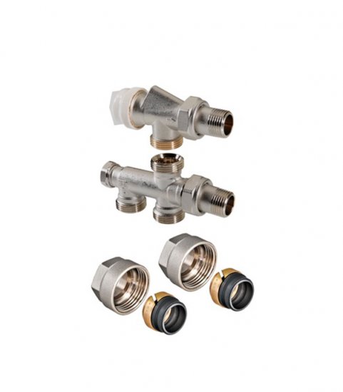 Узел регулирующий угловой Valtec 1/2 НР(ш) х 3/4 EK для радиатора для двухтрубных систем (VT.225K.N.E04100)