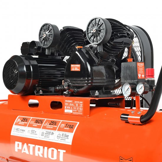 Компрессор ременной масляный Patriot LRM 100-480R, 100 л 480 л/мин 2.2 кВт