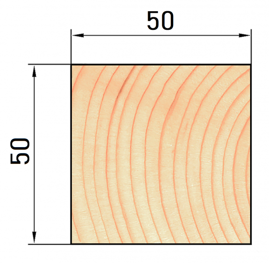 Брусок строганый 50x50x3000 мм хвоя сорт Оптима ФГИС ЛК