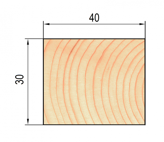 Брусок строганый 30x40x2000 мм хвоя сорт Оптима ФГИС ЛК