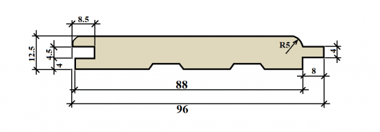 Вагонка хвоя 12.5x96x3000 мм штиль сорт Оптима 10 шт. 2.88 м²