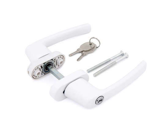 Ручка балконная двусторонняя с ключом, цвет белый