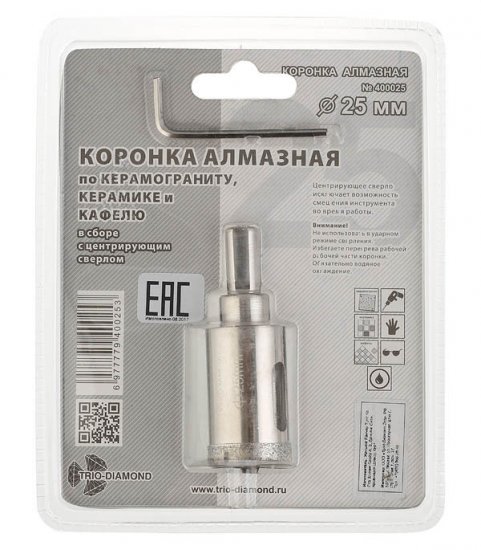 Коронка алмазная Trio-Diamond (400025) по керамограниту d25 мм
