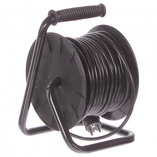 Удлинитель на катушке Защита Про 4 розетки с заземлением 3x1.5 мм 30 м цвет черный/красный