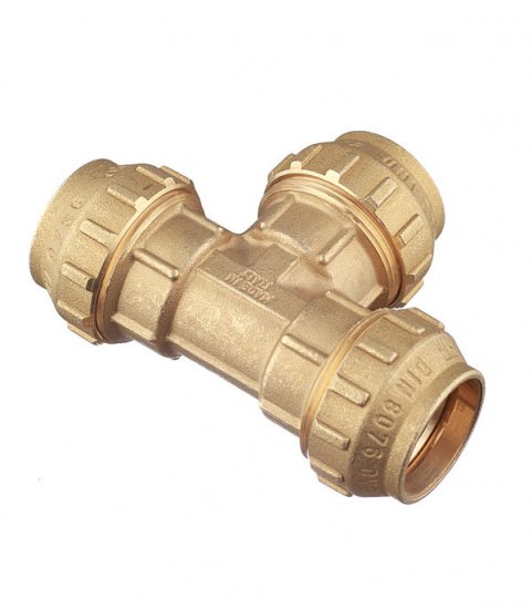Тройник ПНД Tiemme компрессионный 32х32х32 мм латунь