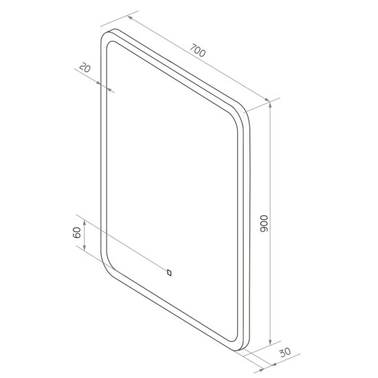 Зеркало с подсветкой прямоугольное 70х90 см с сенсорным включением Continent Horta (ЗЛП2400)