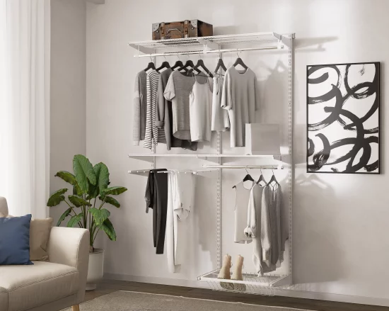 Полка для обуви выдвижная Larvij 55.5x13x41 см сталь цвет белый