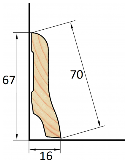 Плинтус деревянный сращенный ПЕС-70 13x70x2200 мм хвоя Экстра