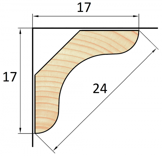 Угол внутренний деревянный сращенный 7x24x2100-2200 мм хвоя Экстра