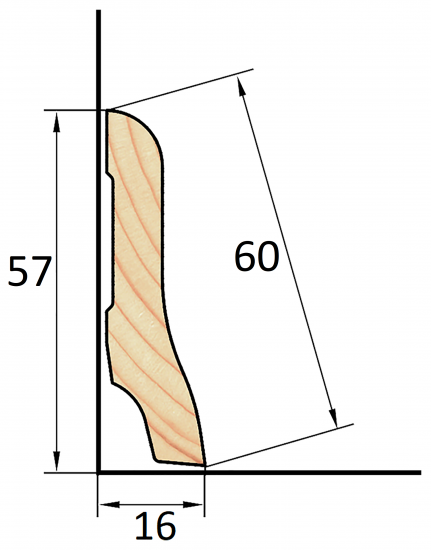 Плинтус деревянный сращенный ПЕС-60 13x60x2200 мм хвоя Экстра