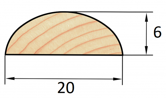 Раскладка радиусная деревянная 6x20x2200 мм хвоя Экстра