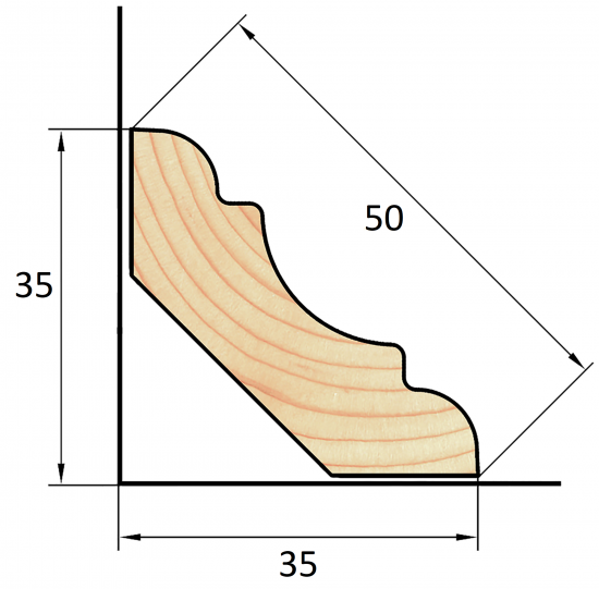Плинтус деревянный сращенный ПКС-50 13x50x2200 мм хвоя Экстра