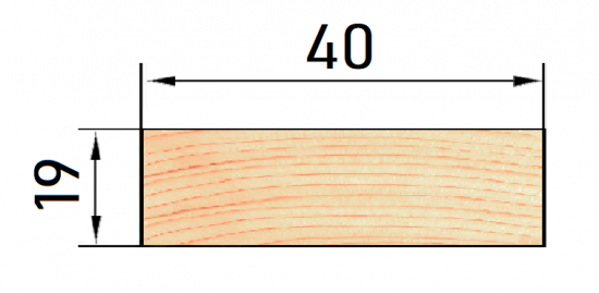 Декоративный брусок сращенный 19x40x2200 мм хвоя сорт Экстра прямой с фаской угла