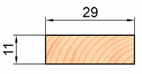 Декоративный брусок сращенный 11x29x2200 мм хвоя сорт Экстра прямой