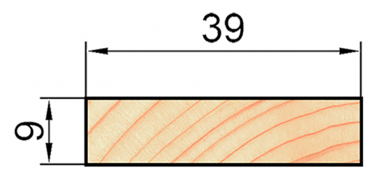 Декоративный брусок сращенный 9x39x2200 мм хвоя сорт Экстра прямой