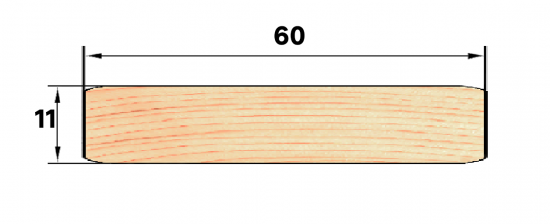 Декоративный брусок сращенный 11x60x2200 мм хвоя сорт Экстра прямой с фаской угла
