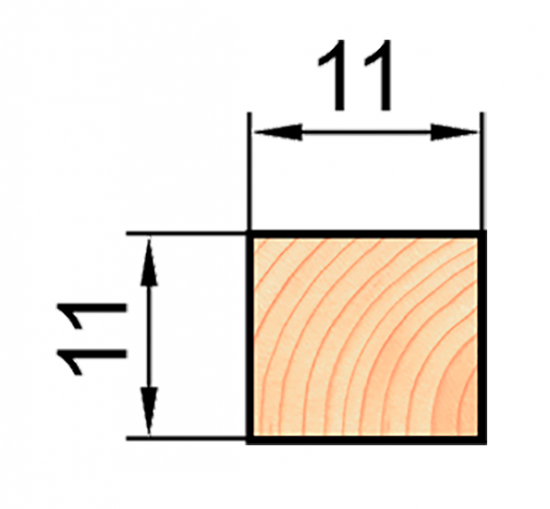Декоративный брусок сращенный 11x11x2200 мм хвоя сорт Экстра прямой