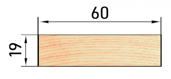 Декоративный брусок сращенный 19x60x2200 мм хвоя сорт Экстра прямой с фаской угла