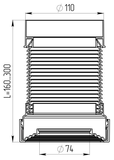Труба гофрированная для унитаза Акватер армированная d 110 мм L 300 мм