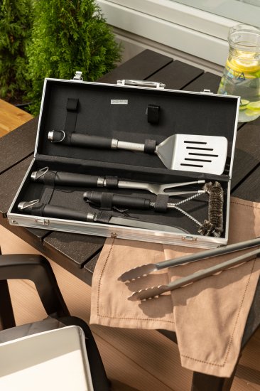 Набор для барбекю Naterial Beta нержавеющая сталь: щипцы, вилка, нож, лопатка, щетка для чистки