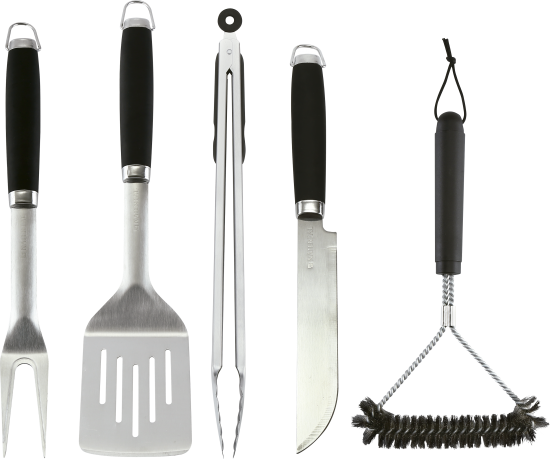 Набор для барбекю Naterial Beta нержавеющая сталь: щипцы, вилка, нож, лопатка, щетка для чистки