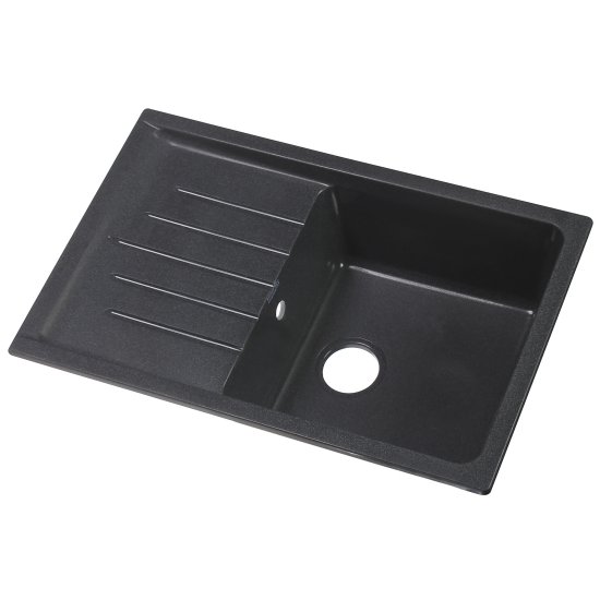 Мойка для кухни врезная с крылом Эко-М М-09 76x50 см глубина чаши 20 см мрамор цвет бетон