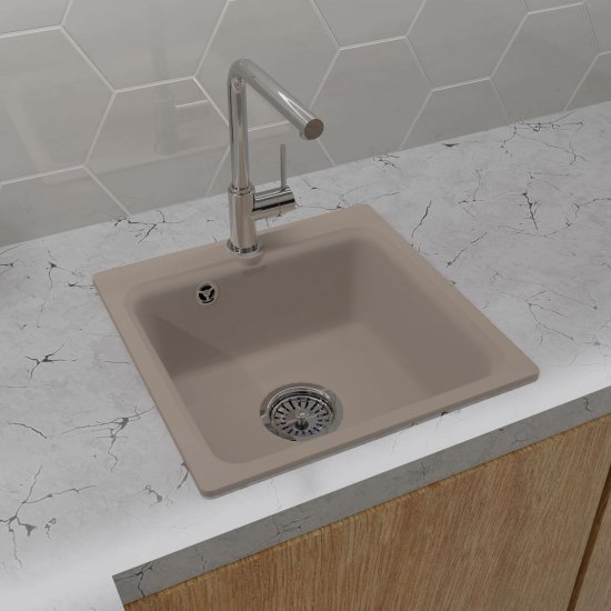 Мойка для кухни врезная Granfest Smart GF-SM430 43x43 см глубина чаши 17 см мрамор цвет песочный