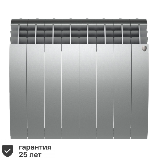 Радиатор секционный Royal Thermo Biliner 500/87 8 секций боковое подключение биметалл серый