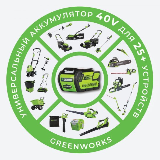 Снегоуборщик аккумуляторный GREENWORKS Бесщёточный GD40SSK2 30 см 40 В 1x2 Ач АКБ и ЗУ в комплекте