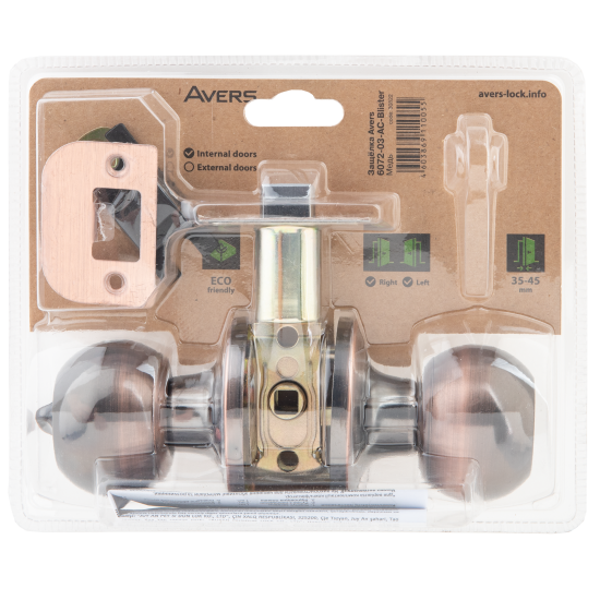 Ручка-защёлка Avers 6082-03-AC, с фиксатором, сталь, цвет старая медь