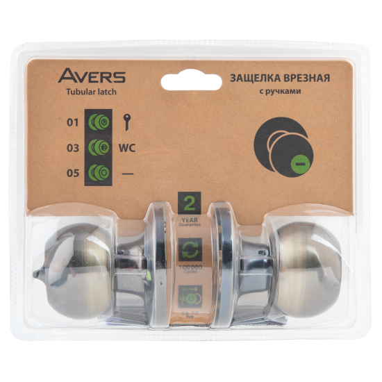 Ручка-защёлка Avers 6072-03-AB, с фиксатором, сталь, цвет античная бронза