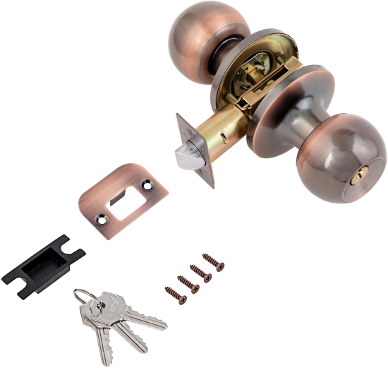 Ручка-защёлка Avers 6082-01-AC, с ключом и фиксатором, сталь, цвет старая медь