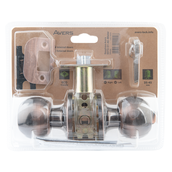 Ручка-защёлка Avers 6082-01-AC, с ключом и фиксатором, сталь, цвет старая медь