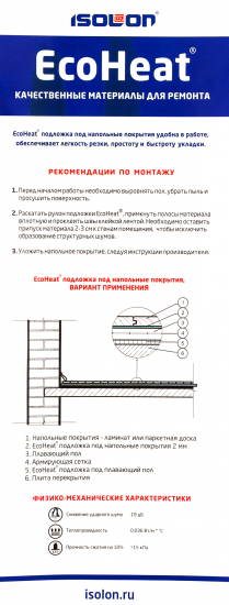 Подложка EcoHeat ПНП 2 мм 6 м²