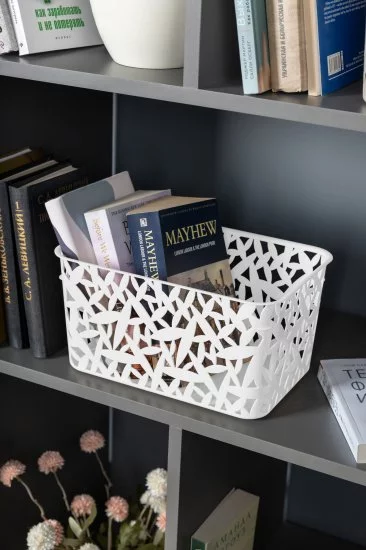 Корзинка универсальная 28x19x14.5 см 3xL пластик цвет белый