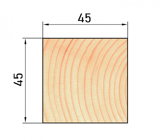Брусок строганый 45x45x2000 мм лиственница ФГИС ЛК