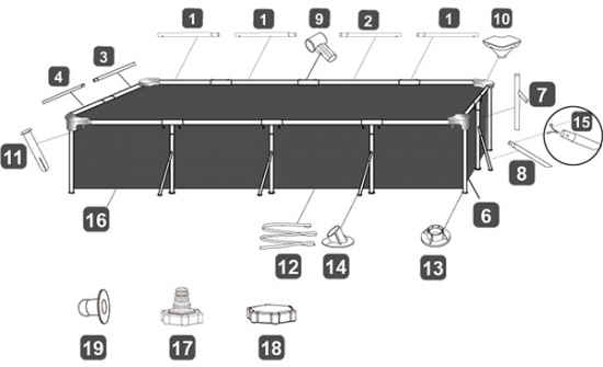 Бассейн каркасный прямоугольный Bestway 56424 BW 400x211x81 см 5700 л
